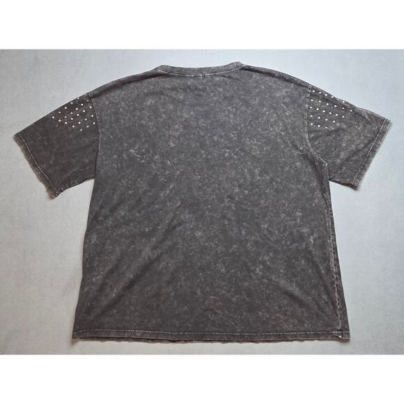 Two 2 Fly Womens 2x/3x Black Stone Wash Studded Top T-Shirt Western Boxy - Picture 9 of 9
